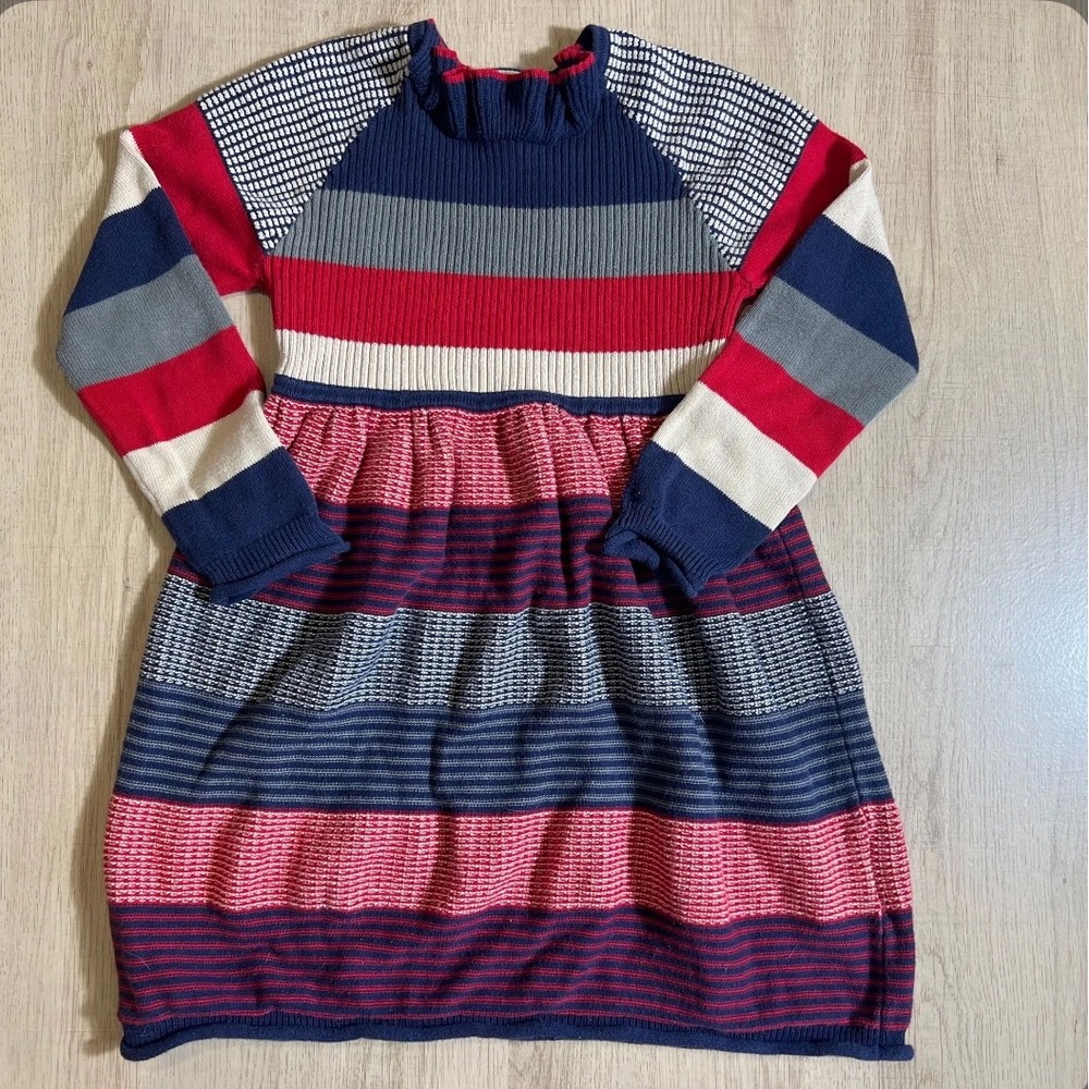Hanna Andersson Girls Multi Color Striped Knit Sweater Dress Size 120 US 6-7